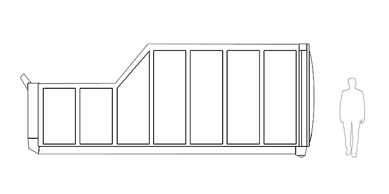 Schematische Abbildung des Presscontainers 20 m³ (Abrollcontainer)